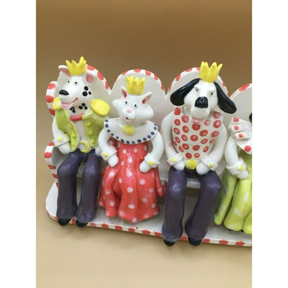Reigning Cats & Dogs Sexton Sculpture - Unique Ceramic Figurine - Picture 6 of 13